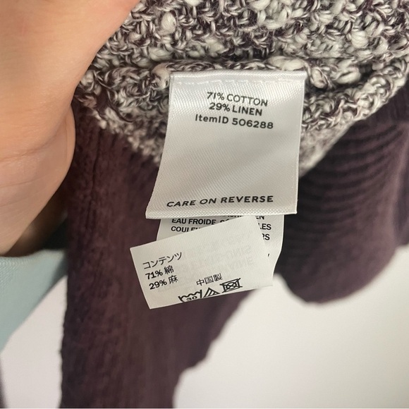 [L.L. Bean] Women's Dark Purple & White Speckled Knit Sweater - Picture 5 of 7